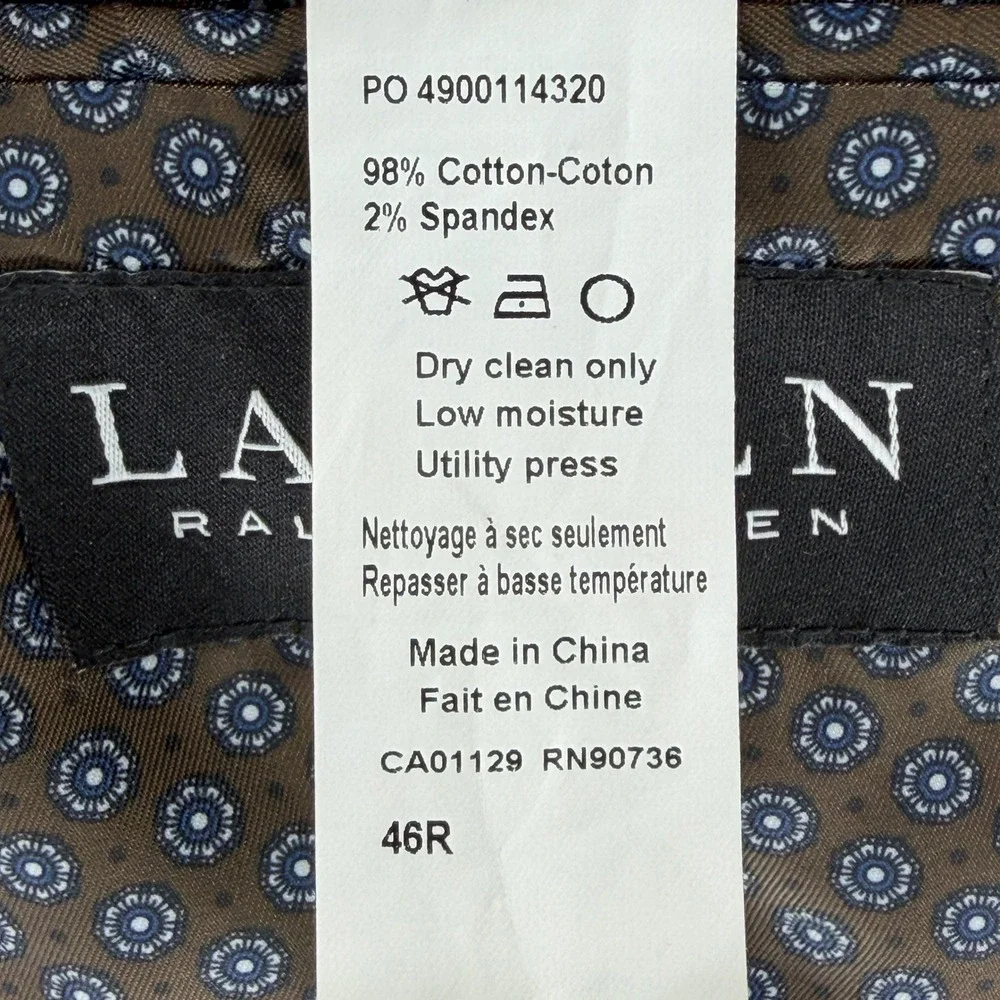 Lauren Ralph Lauren Mens 46R‎ Corduroy Sport Coat Tan Elbow Patches Blazer 46 R